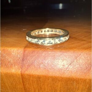 VINTAGE 14K YELLOW GOLD CZ LAB GROWN  ETERNITY BAND APPROX. SIZE 6